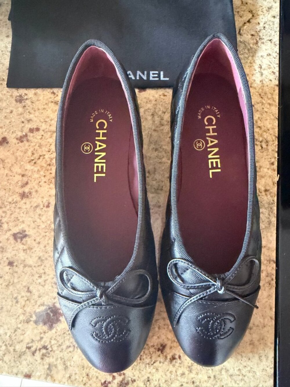 Chanel Black Quilted Ballet Flats 36 NWT